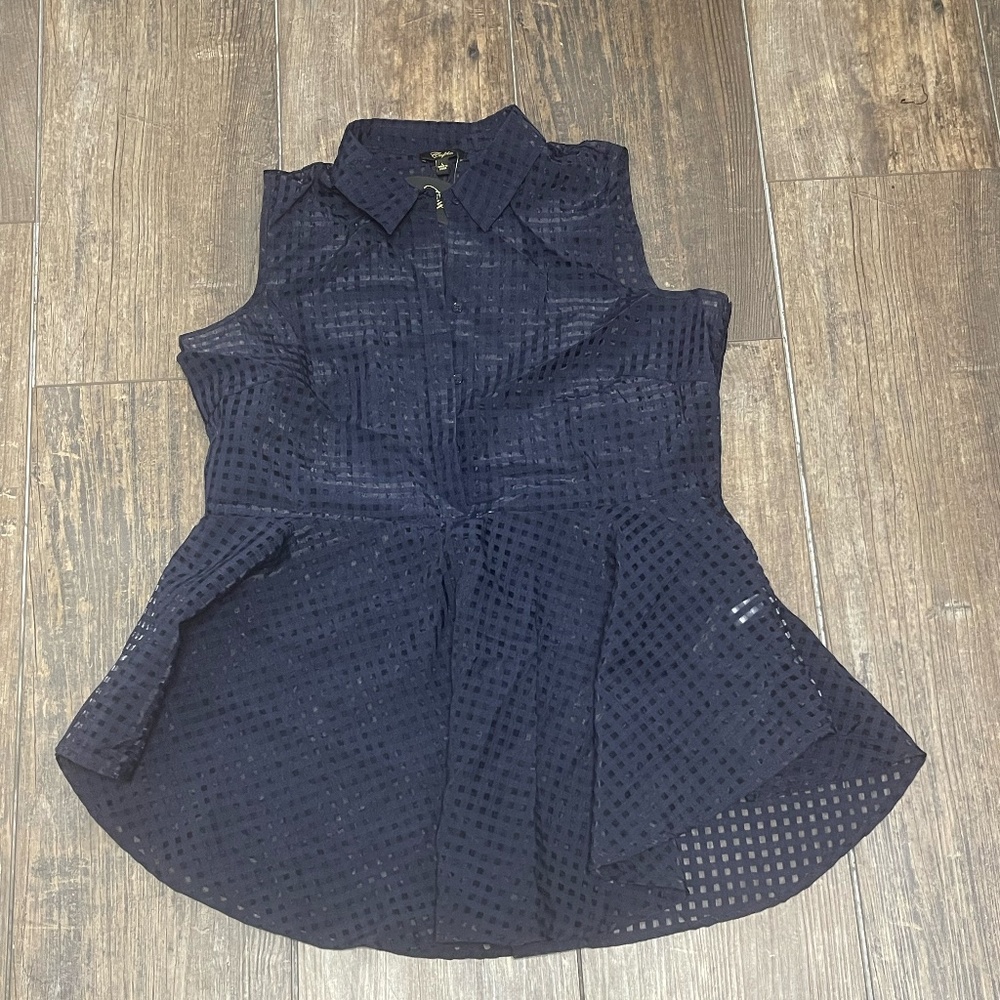 Cupio Peplum Tank Top Collar Sleeveless Tank Top Shirt Size Large NWT